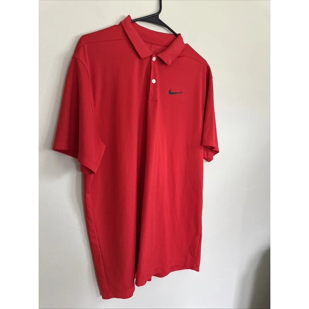 Nike Dri-FIT Standard Fit Men's Red Short Sleeve Golf Polo Shirt Size L